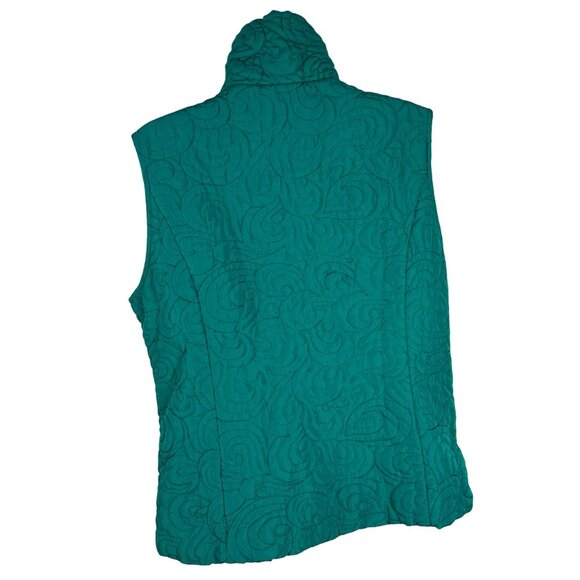 Christopher & Banks Quilted Green Vest With Zippered Pockets Size S - Picture 3 of 6